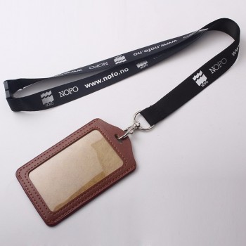 Business gift colorful leather name card holder with lanyard