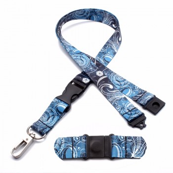 custom design logo polyester lanyard with safety clip