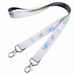 printed logo braid polyester lanyard with double-sided printing