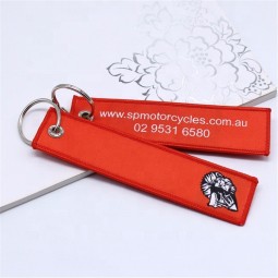 Custom color warning embroidery fabric keychain, flight promote gifts key chains