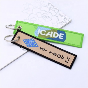 polyester woven keychain with custom logo single/double sides