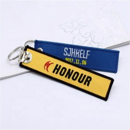 Promotional Double Side Embroidery Cloth Keychains for flight Crew