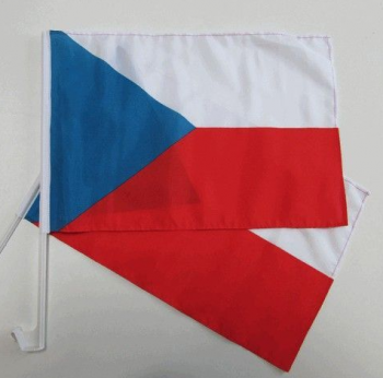 bandiera auto Repubblica Ceca con asta in plastica