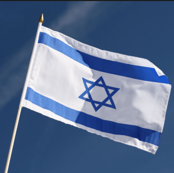 イスラエル手旗カスタマイズされたサイズイスラエル手ポール付き旗