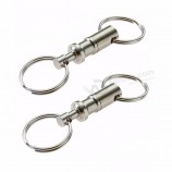Snap Lock Holder Steel Chrome Plated Pull-Apart Key Rings 1PC Removable Keyring Quick Release Keychain Dual Detachable Key Ring