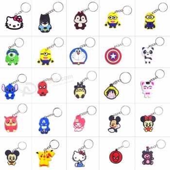 anime silicone keychain llaveros cute Key chain ring Bag charm Key holder porte clef marvel llavero stitch chaveiro hello cat kitty