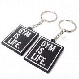 Double Embossed Design Custom Raised Name Logo Soft PVC Plastic Rubber Keychain with GYM Sport Label,personalised keyrings