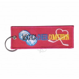 cheap hang tags customized embroidered fabric Key chain