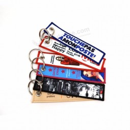 high quality fabric keytag embroidered keychain