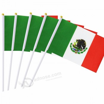 mini bandeira mexicana de mão com bandeira branca de 12 pol.