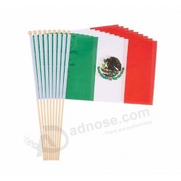 Wooden Pole Mexico Digital Print Hand Waving Flag