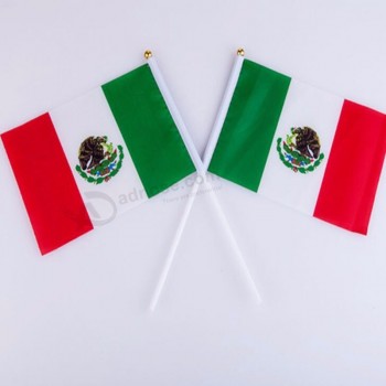 メキシコ国旗カスタムメキシコ手持ち型プラスチックポール付きフラグ