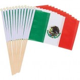 Bandera de mano de México de alta calidad con palo