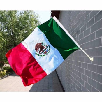 Mini Wall Mounted Polyester Mexican Flag with Pole