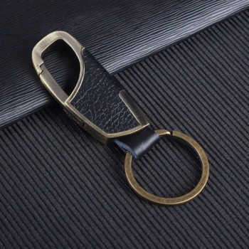 custom antique gold plating car key ring leather