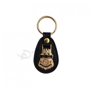 Car Logo Style MY Initials Black Leather Tag KeyChain Ring