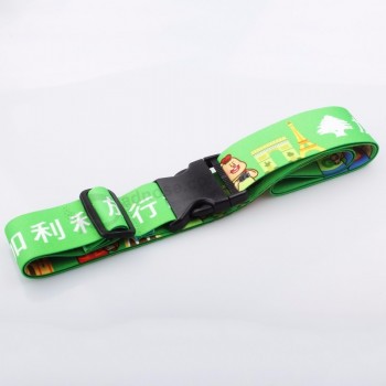 adjustable sublimation logo cheap custom luggage belt with plastic buckle