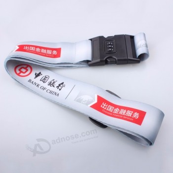 China fornecedor personalizado impresso cinto de bagagem com trava de senha de segurança