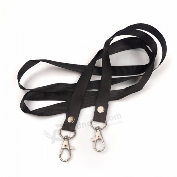 批发定制非徽标通常使用手工制作的黑丝带罗缎脖子挂绳进行电话