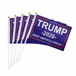 customized printed trump polyester hand flag with plastic pole