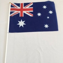 Nuevo diseño nacional poliéster mano ondeando bandera promocional australia mano ondeando bandera