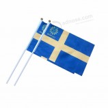 plastic small hand waving flag with pole 20x30 ,hand flag waterproof