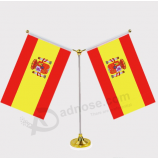 bandera española de escritorio de satén de metal pequeño de alta calidad