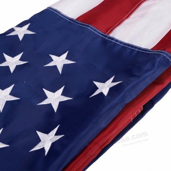 5x8 Ft USA旗ntlon刺繍入り星縫いストライプデラックスアメリカ国民米国旗家車の装飾
