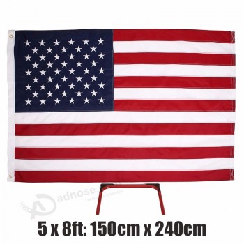 150x240 센치 메터 미국 플래그 접이식 5x8ft 미국 국기 자수 별 수 놓은 줄무늬 미국 국기 홈 장식