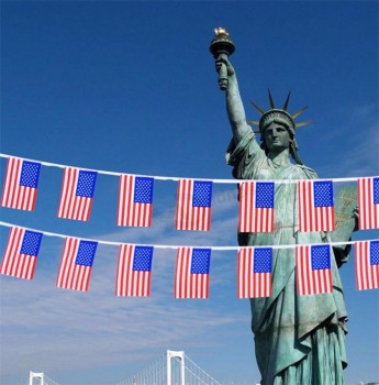 长度550厘米20个标志美国国旗字符串美国美国彩旗横幅小美国国旗绳设置横幅14 * 21厘米下降船