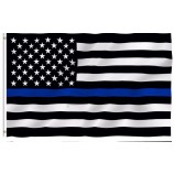 蓝线美国警察标志，90 * 150cm细蓝线美国标志黑白色和蓝线标志与索环肩章下降运输