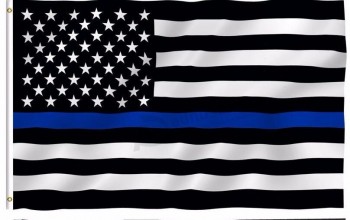Linha azul eua bandeiras da polícia, 90 * 150 cm fina linha azul eua bandeira preto branco e azul linha bandeira com ilhós epacket transporte da gota