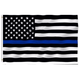 blue  line usa police flags, 90*150cm thin blue line USA flag black white And blue line flag with grommets epacket drop shipping