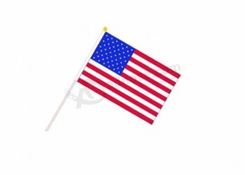 100 pçs / lote 14 * 21 cm EUA bandeira mão onda bandeira americana família / decoração de escritório / atividade / desfile / festival / brasil