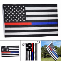 검은 미국 경찰 별 줄무늬 기호 광장 블루 레드 미국 배너 플래그