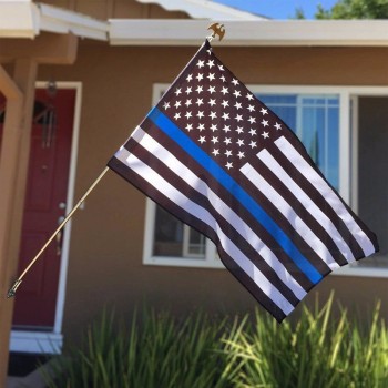 1件90 150厘米美国警察旗薄美国国旗活动游行节日庆典蓝线美国国旗家庭装饰