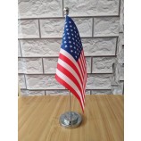 Special Wholesale U.S.A United states America USA table desk  Flag Stainless Steel Flagpole  14*21cm ,free shipping NO.A003