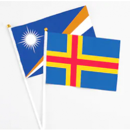 Handheld flag polyester Aland Islands hand waving flag