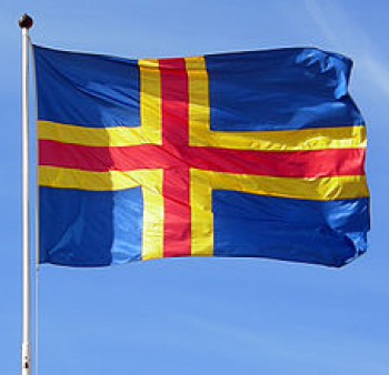 オーランド諸島の旗3x5 FT真鍮製グロメット付きFT吊り旗