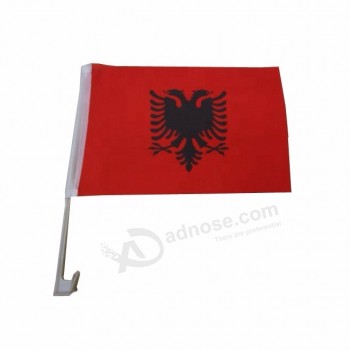 Fábrica promocional bandera albanés coche con bandera de succión de la ventanilla del coche