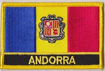 Andorra Flagge Moral Patch / international bestickte Aufnäher Sammlung (Andorra zum Aufbügeln w / Wörter, 2 