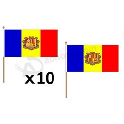 AZ flag andorra flag 12 '' x 18 '' palo de madera - banderas andorranas 30 x 45 cm - banner 12x18 in con asta