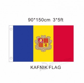 卸売カスタムアンドラ旗ヨーロッパ国旗世界中ホット販売商品3x5ft 150x90cmバナー