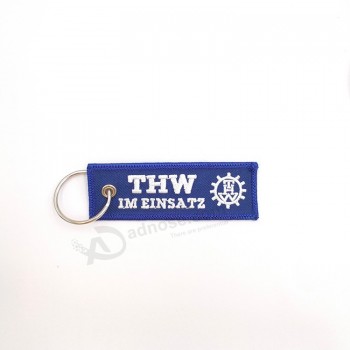 clothes textile customized brand Air twill embroidery Key holder keychains for decoration