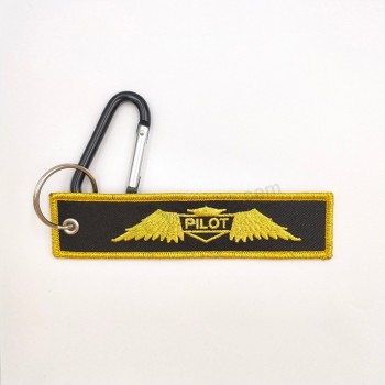 custom fabric polyester embroidery woven keychains with logo custom