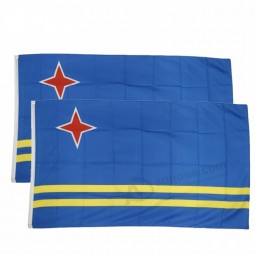 groothandel custom beste kwaliteit 3x5ft decoratieve dubbele stiksels aruba vlag