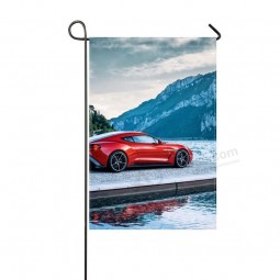 Bandera de jardín al por mayor aston martin vencer Vista lateral roja lago de montaña 12x18 pulgadas