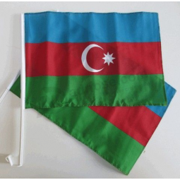 Knitted Polyester Azerbaijan Country Car Flag with Pole