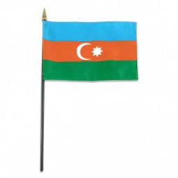 polyester hand held Azerbaijan flags with plastic pole