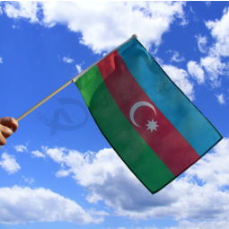 cheering national day hand waving Azerbaijan flags
